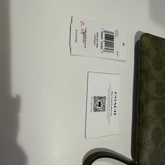 Coach Corner Zip Wristlet In Signature Canvas - Olive - Picture 10 of 10